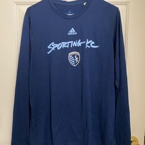 Men’s Adidas Kansas Sporting KC T-Shirt Black Long Sleeve Size Large Soccer